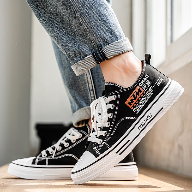 Fashion Men's Trending Low Top Canvas Skateboarding Breathable Shoes Stduents Boys Male Popular Casual Soft Sole Running Sneakers For Teens