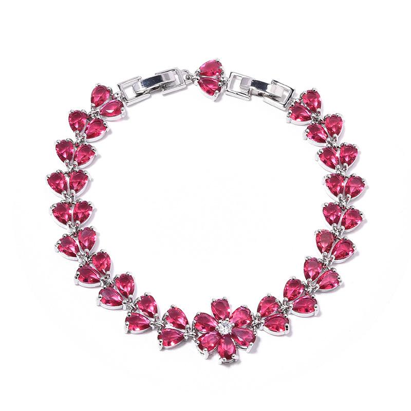 Temperament Joker Flower Jewelry Girls Fresh Colorful Copper Inlaid AAA Zircon Bracelet