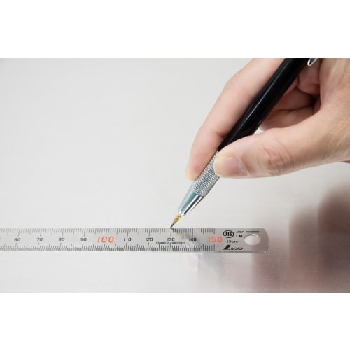 Shinwa Sokutei Stainless Steel Ruler, 15cm, JIS Class 1, with Red Numbers, 14001
