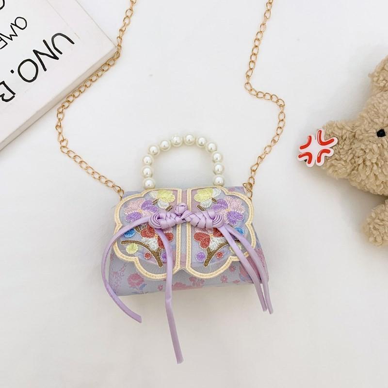 Double Pearl Knot Princess Crossbody Bag Cute Coin Purse Suitable Playing For