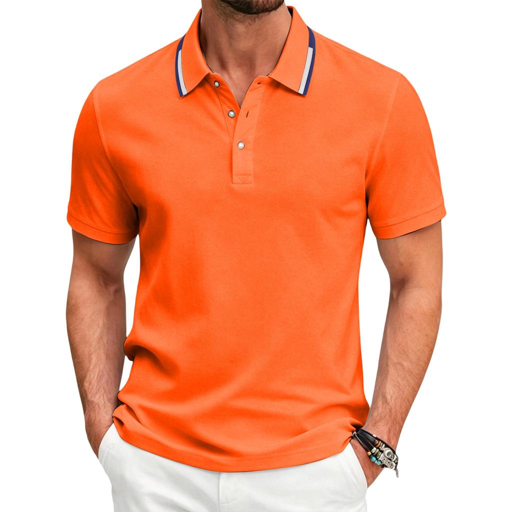 Men's Short Sleeve Polo Shirt Breathable Quick Dry Sports Casual Collared Polo Shirt for Summer Outdoor Activities