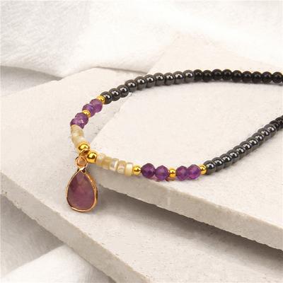 40cm Drop Pendant Necklace Natural Quartzs Stone Beaded Charm Necklaces Vintage Female Energy Necklace for Women Zircon Gifts