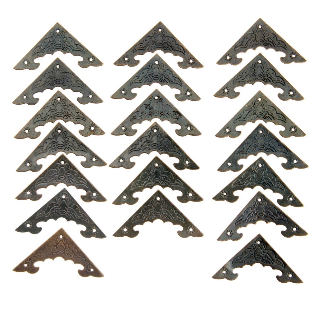 16Pcs Vintage Metal Flat Corner Protectors Decorative Furniture Guard Edge Cover w/Nails for Jewelry Box Case Gift Box 40mm/58mm