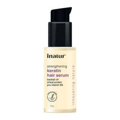 Inatur Strengthening Keratin Hair Serum, Restores Shine, Repairs Damaged Hair, Strengthens & Protects, Safe for Colour Treated Hair,50ml