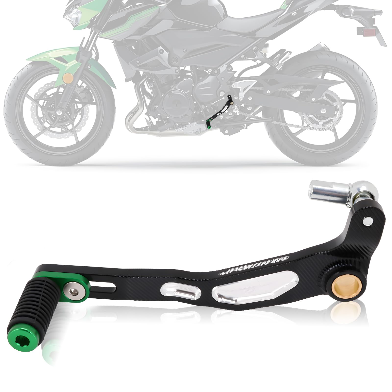 

JFG Motorcycle Foot Shift Pedal, Aluminum, Non-Slip, Foldable, High Strength and Durability, Compatible with Z400 Motorcycle Shift Lever - Green