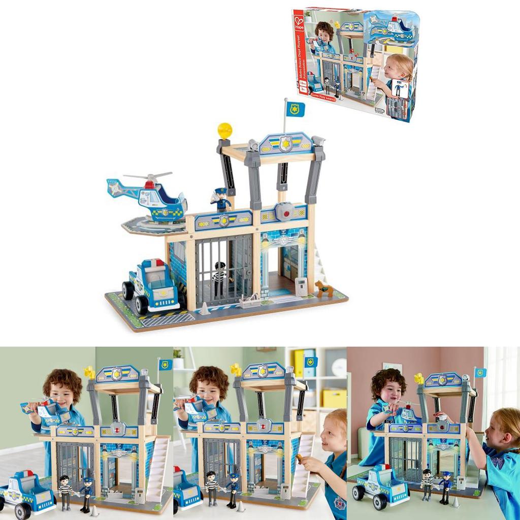 Wooden Urban Police Station Playset For Kids Interactive And Imaginative Toy