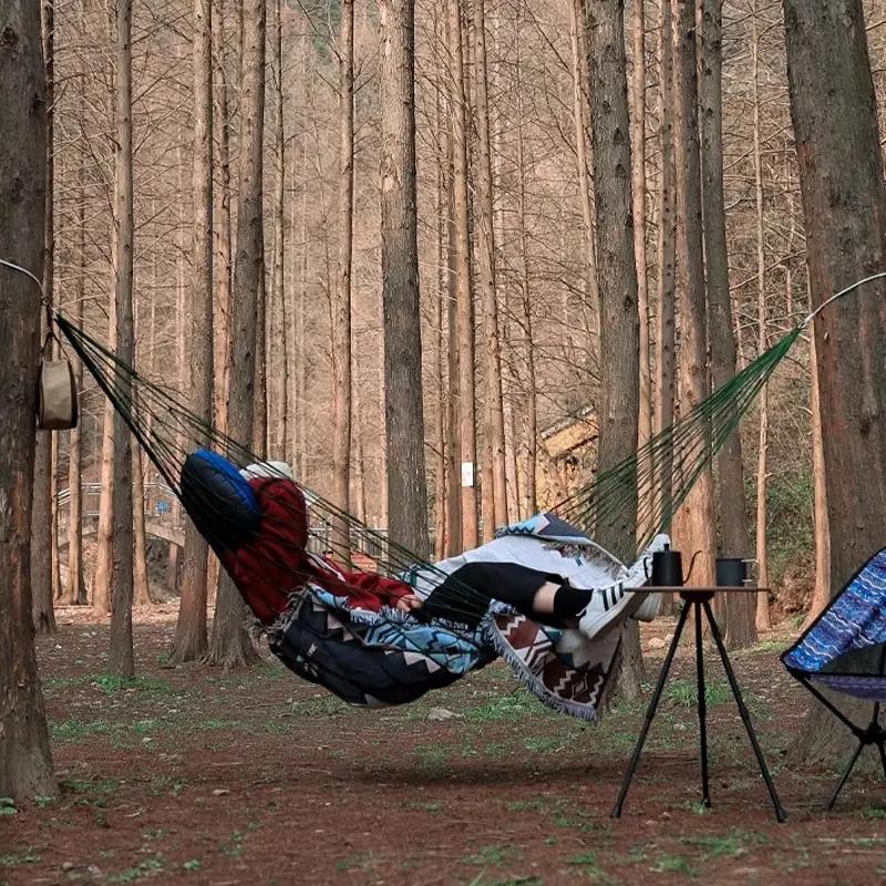 Outdoor Thickened Nylon Rope Hammock Indoor Mesh Hammock Portable Simple Hammock Swing Chair