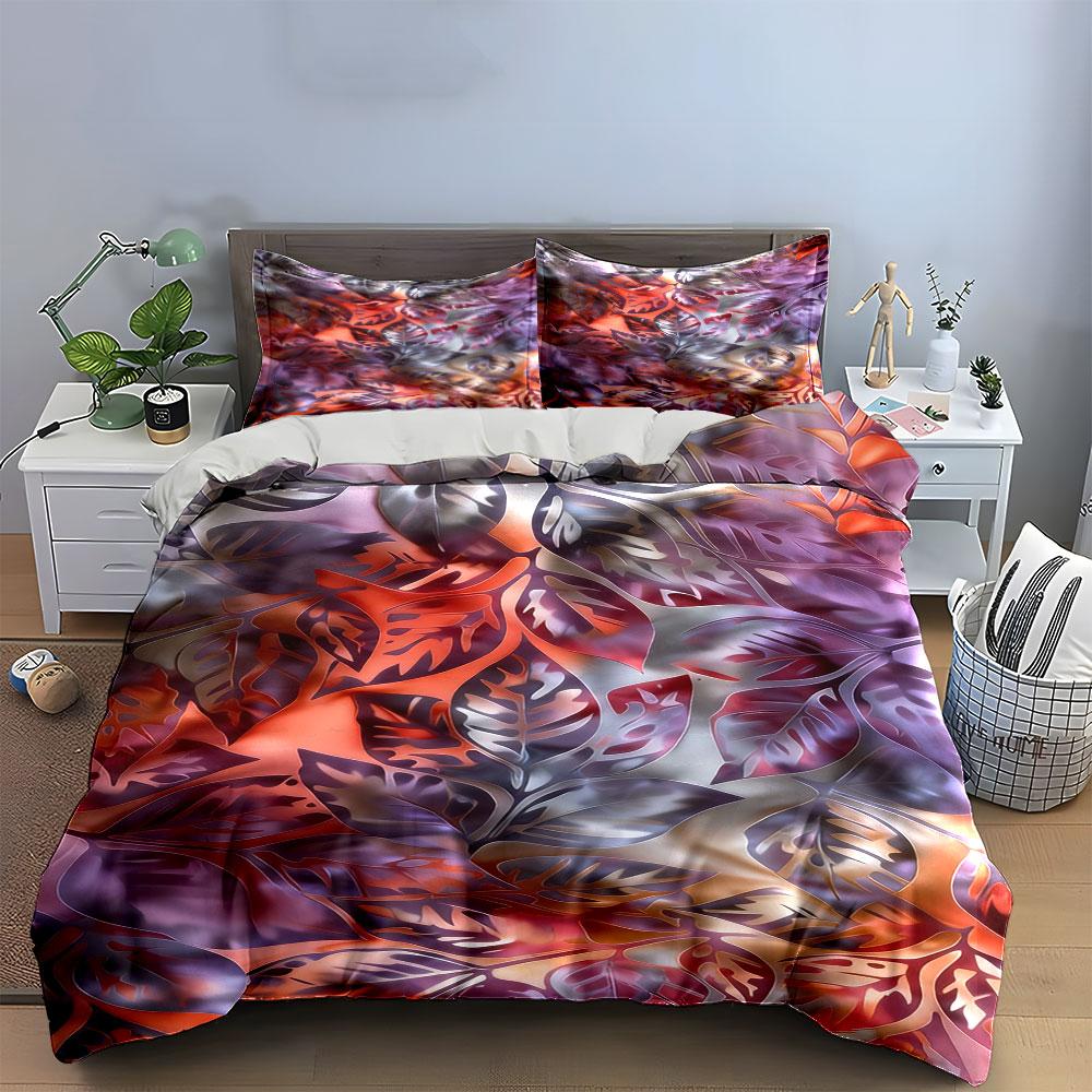 Colorful Tropical Leaf Motifs. Bedding Sets Duvet Cover Sets Duvet Covers Pillowcases(1 * Duvet Cover 2 * Pillowcases Without Duvet Insert)