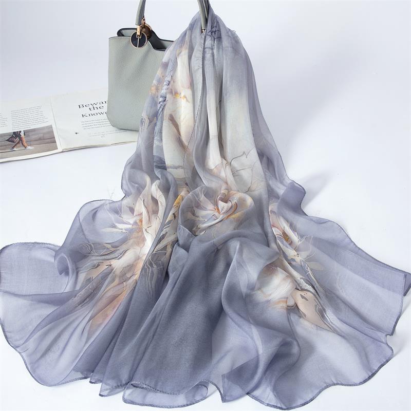 

Новый 100% шелковый шарф из тутового шелкопряда, шарф-шаль из чистого шифонового шелка, изысканная шарфовая пряжа