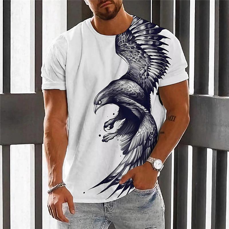 Wolf Eagle T-shirt animal 3D printed streetwear men's casual fashion oversized short-sleeve T-shirt clothing