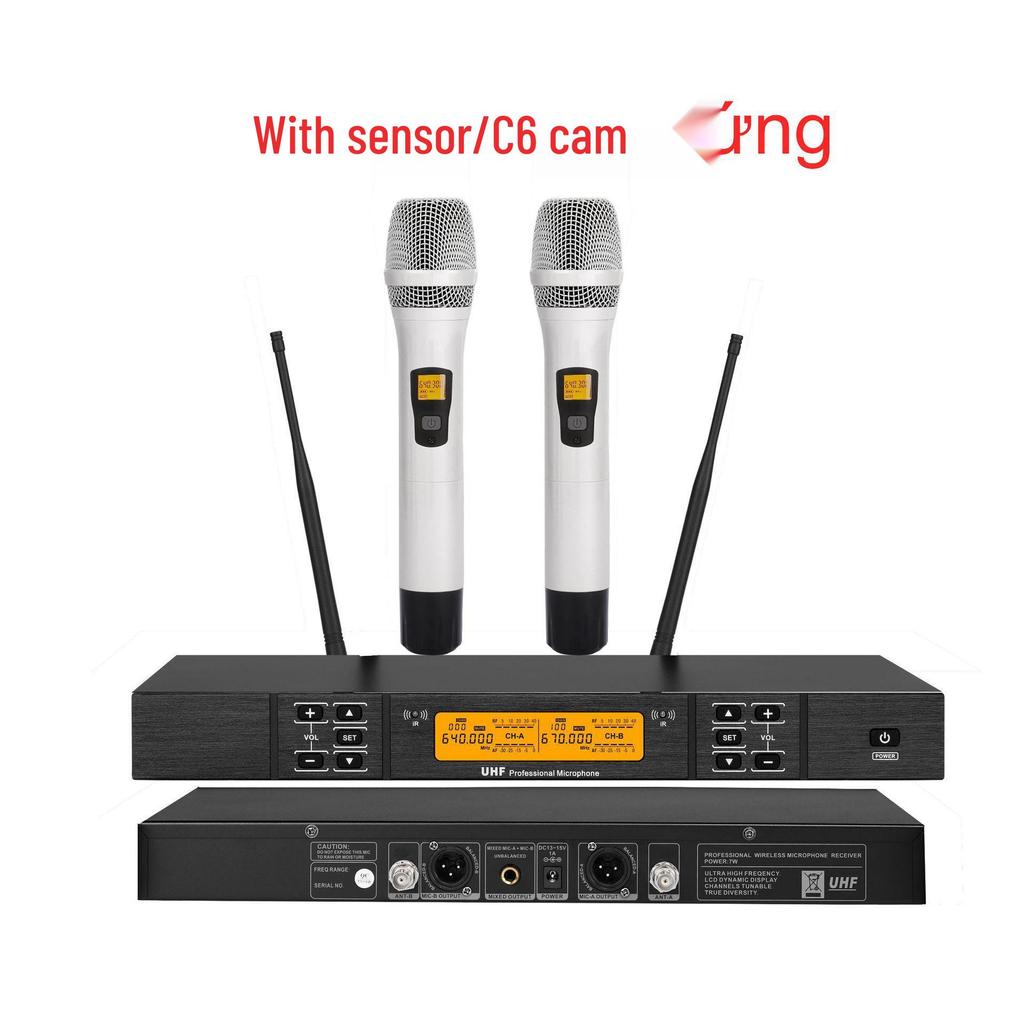 Premium U-Band Infrared Wireless Dual Microphone System with Lavalier & Headset for Stage and Conference Use