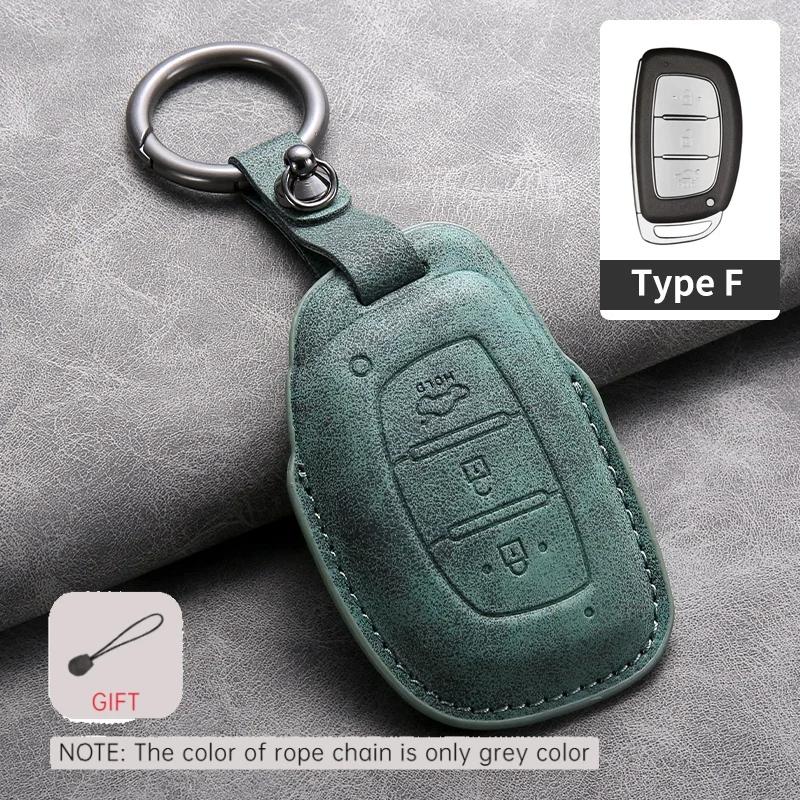 Leather Car Key Case Cover Holder Keychain Protector Shell for Hyundai Ix35 Ix45 Ix25 I10 I20 I30 HB20 Sonata Verna Solaris