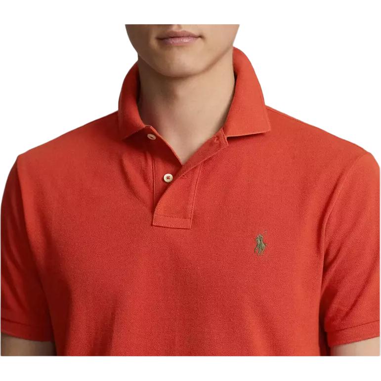 Polo Ralph Lauren Solid Color Polo Collar Short Sleeve Polo Shirt Men Tops Red 710680784334