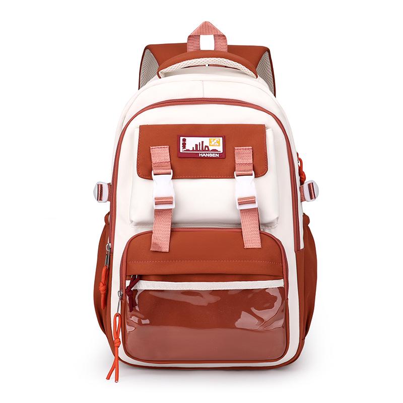 

Корейський стиль Кольоровий рюкзак для студента - Велика місткість Повсякденна сумка через плече для учнів молодших та старших класів, чоловіків та жінок Without Pendant помаранчевий