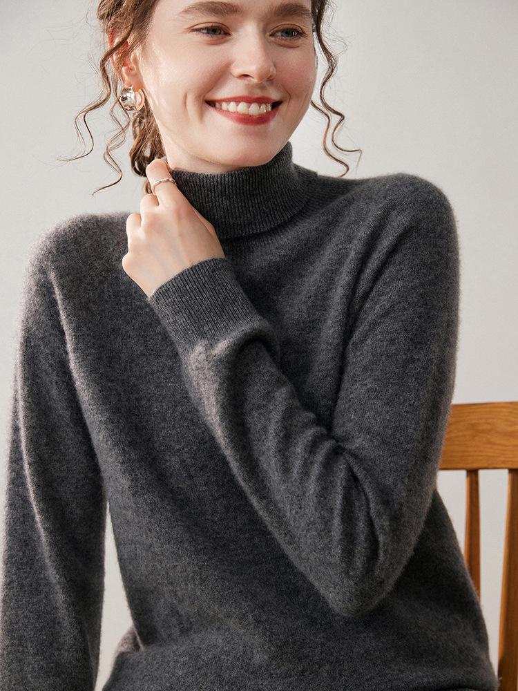 High Neck Cashmere Loose Knit Sweater for Women