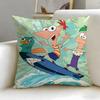 classic cartoon Phineas and Ferb Cushion Cover Soft  EasyWash Pillow Case  Versatile for Couch Bed Travel and Office