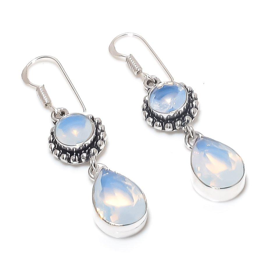 

Натуральный молочный опал, драгоценный камень, ручная работа, серьга из стерлингового серебра 925 пробы, 2,05 I6C04