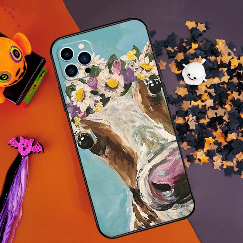 

Cute Cartoon Cow Bumper Case For iPhone 15 16 14 Pro Max 11 12 13 Pro Max Mini XR 16e 16 15 Plus Phone Cover iPhone 15 Pro