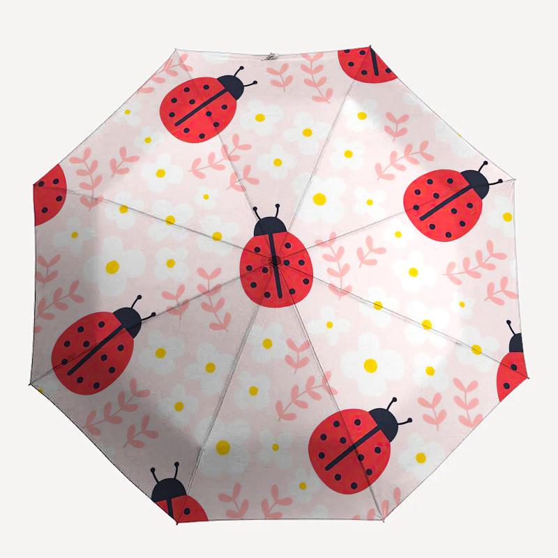 1 st Ladybug Blommig Mönster Paraply med Plast Handtag, Lämpligt för Alla Årstider ParaplyPT460