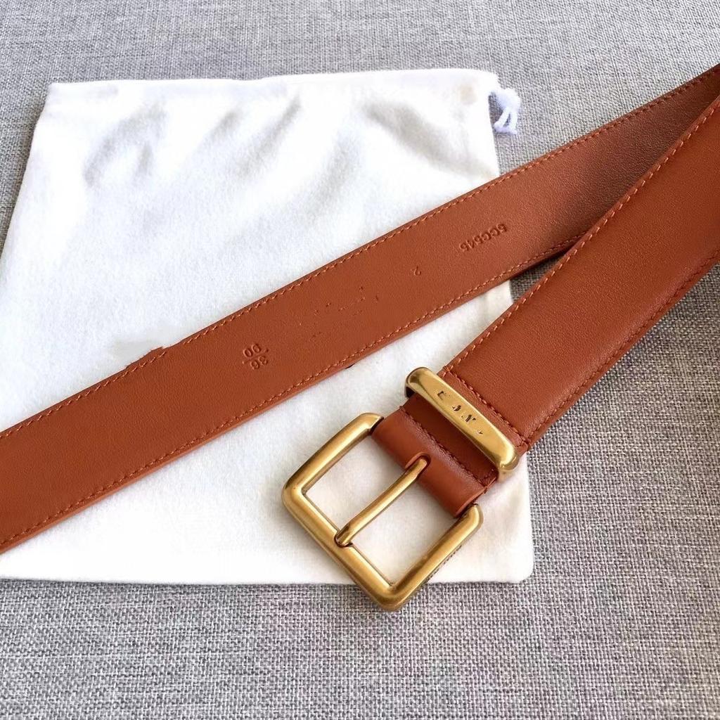 New 3.5cm high-quality first-layer cowhide MIU belt decorative buckle with jacket pants leather belt