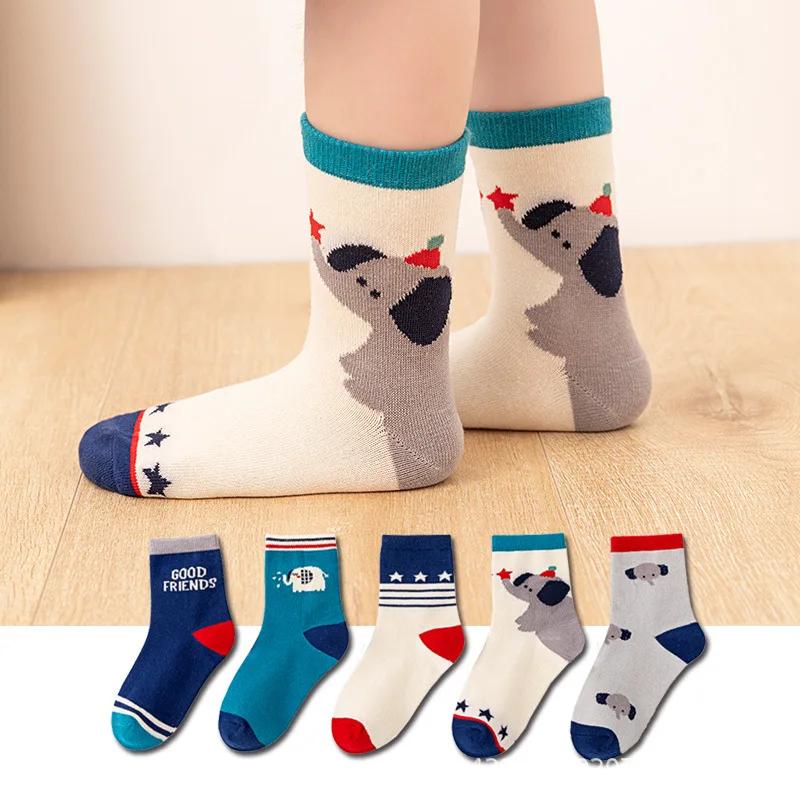 5 Pairs Baby Cotton Socks Soft Cartoon Short Socks For Newborn Toddler Kids Boys Girls Age 0-10 Years Cute Sports Ankle Socks