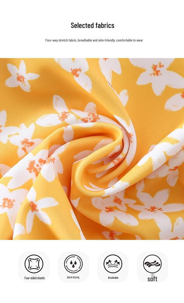 2026 Summer Lemon Floral Swimsuit for Girls and Toddlers