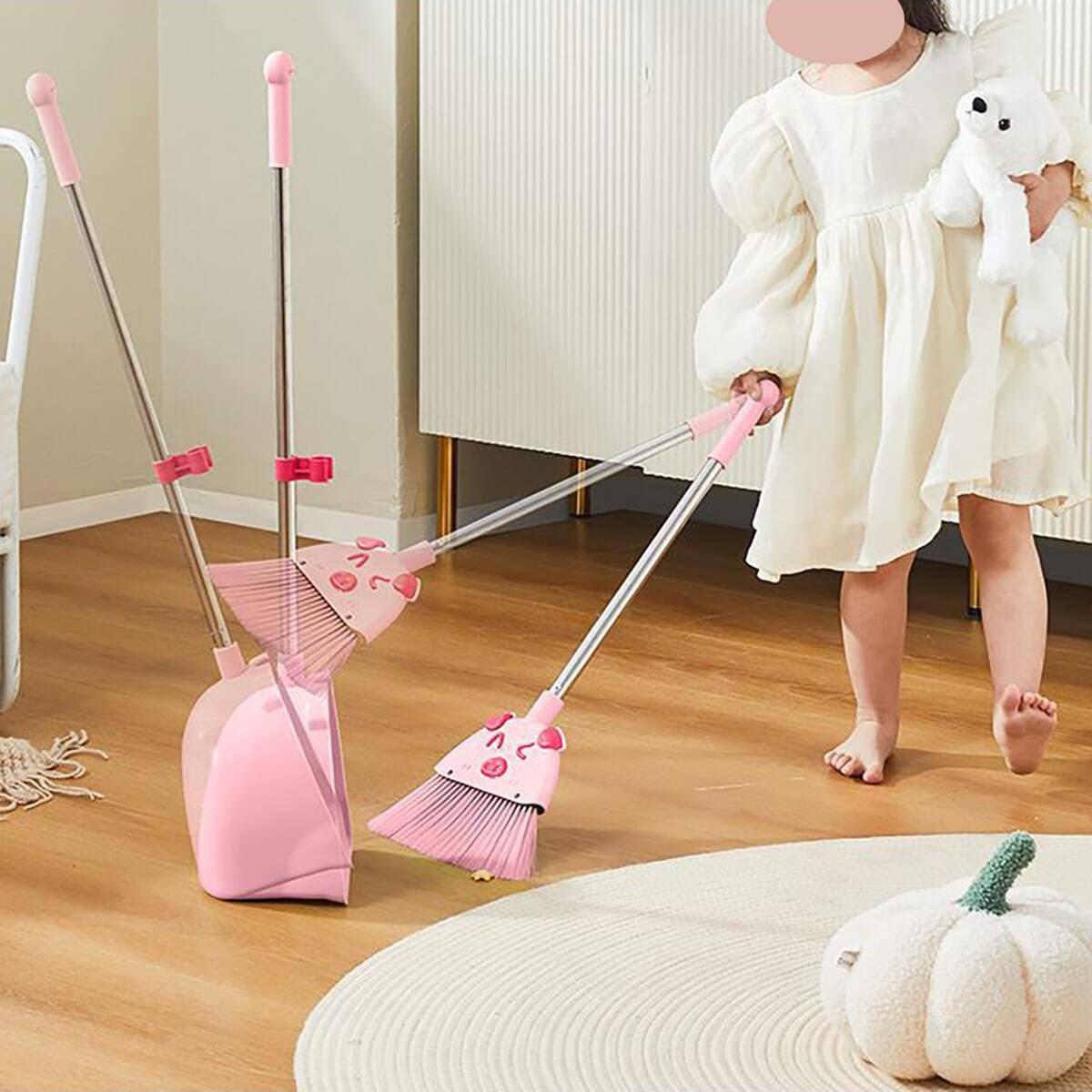 

1 комплект - (1 шт. веник + 1 шт. совок) набор бытовой комбинированной мини-щетки бытовая щетка совок розовый