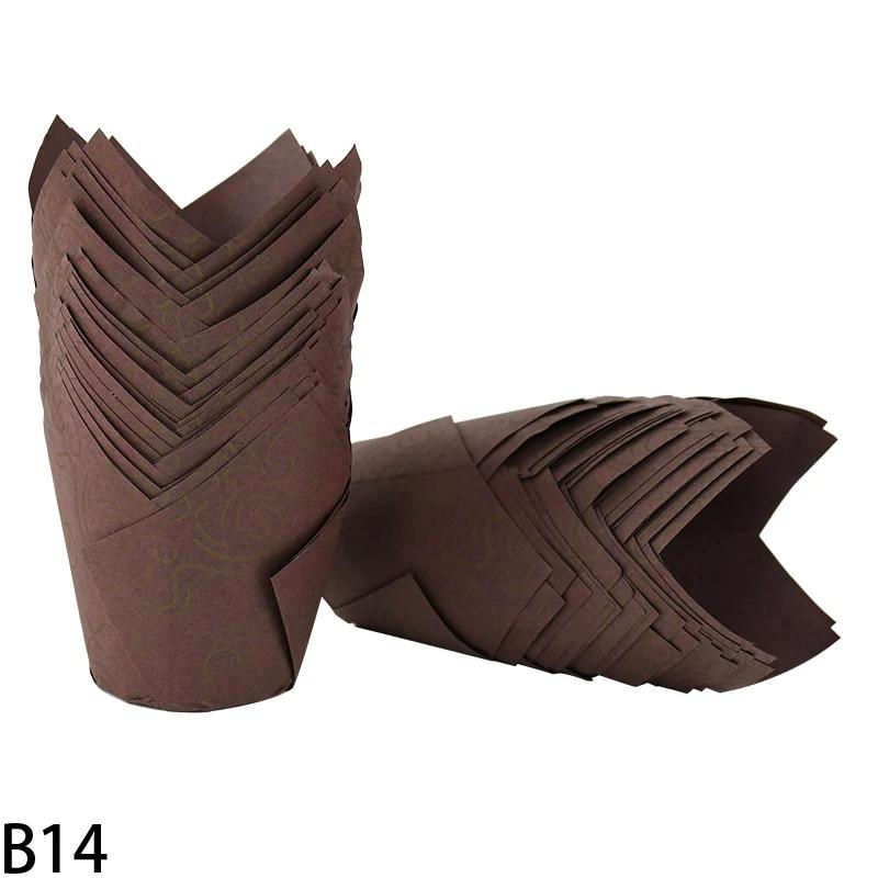 

50pcs Newspaper Style Cupcake Liner Baking Cup For Wedding Party Caissettes Tulip Muffin Cupcake Paper Cup Oilproof Cake Wrapper темный кофе