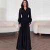 European and American Design Sense Chiffon Black Long Temperament Dress Women