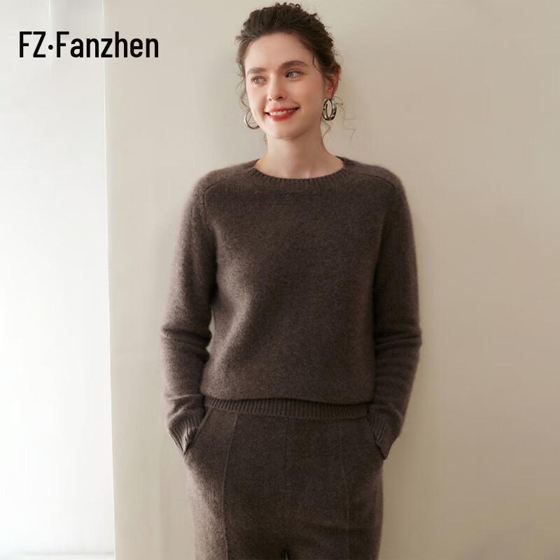 Fanzhen Women's 100% Cashmere Round Neck Pullover Sweater