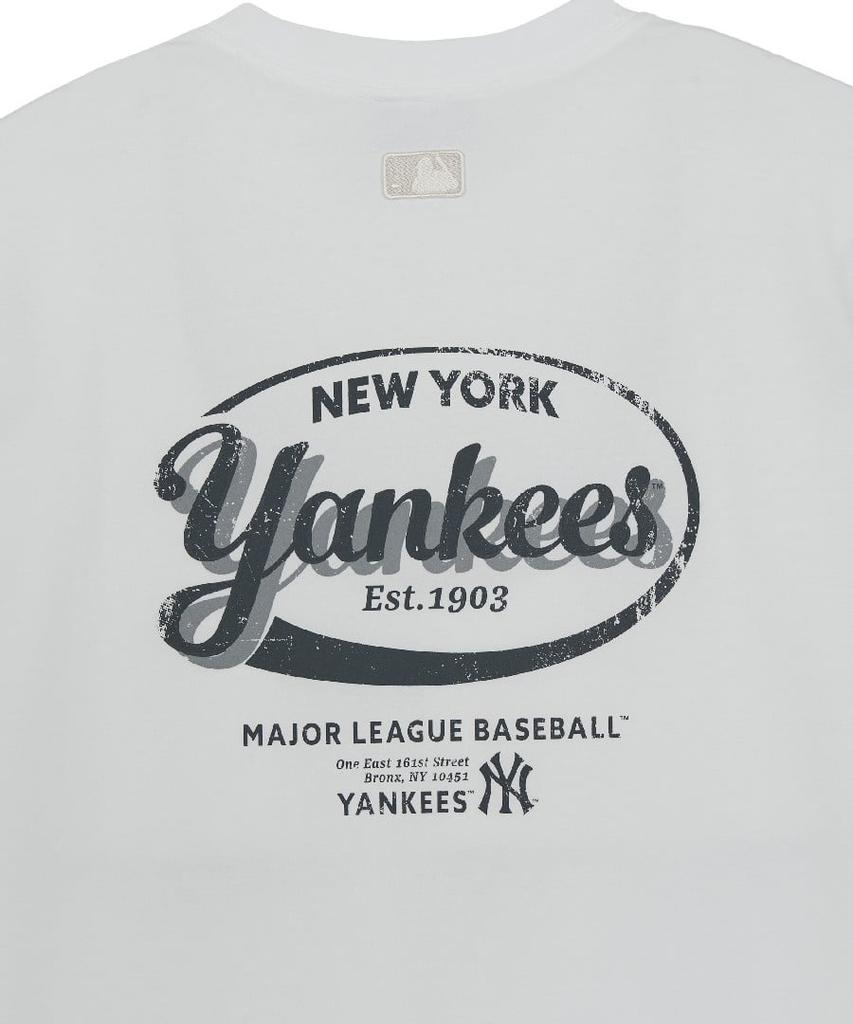 Emelbi Vintage Sportive Cursive Graphic Short Sleeve T-Shirt Ny (White)
