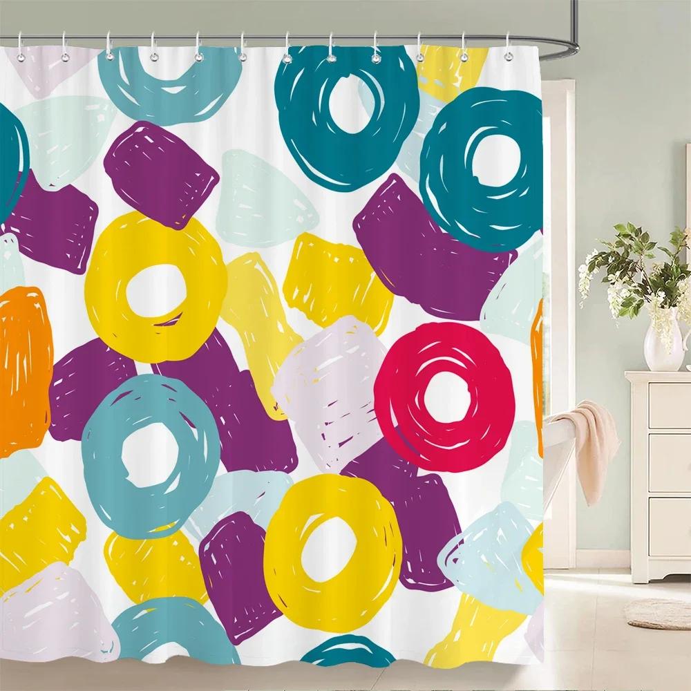 Abstract Bohemian Shower Curtain Medieval Minimalist Art Polyester Fabric Shower Curtain Bathroom Decoration Curtain with Hooks