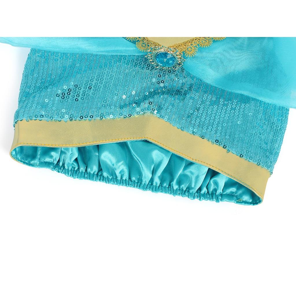 Jasmine Aladdin Child Dress 8-10 Years 140cm Cotton Polyester Green Halloween Carnival Christmas Party Costume