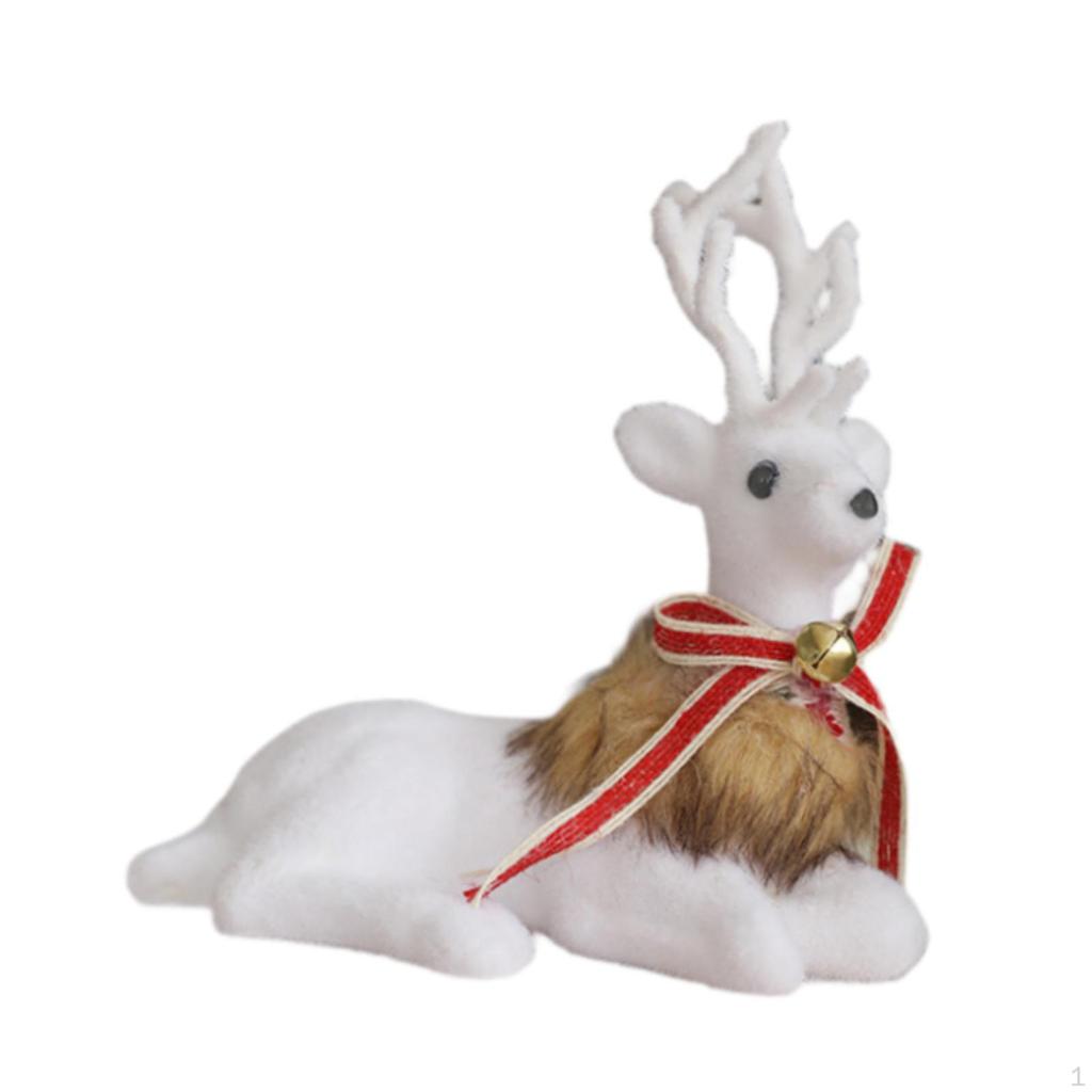 Christmas Deer Sculpture,Christmas Elk Statue ,Gift Figurine White for