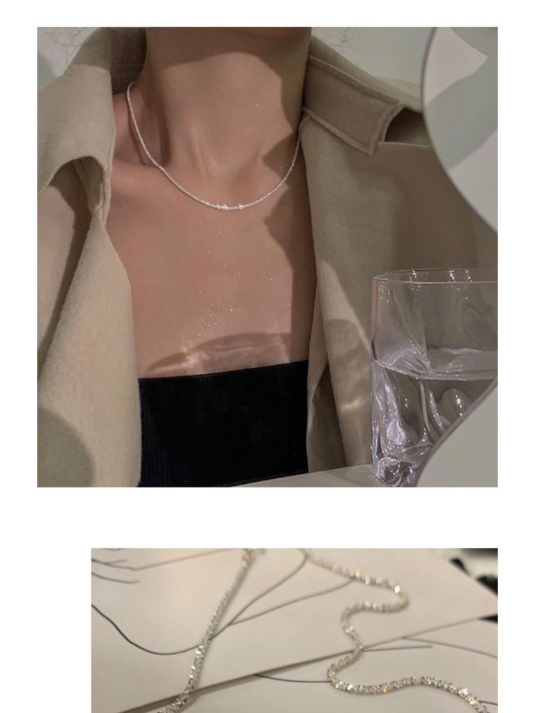 Gypsophila 14K Gold-Plated Sterling Silver Necklace: Sparkling Clavicle Choker Chain for Women.