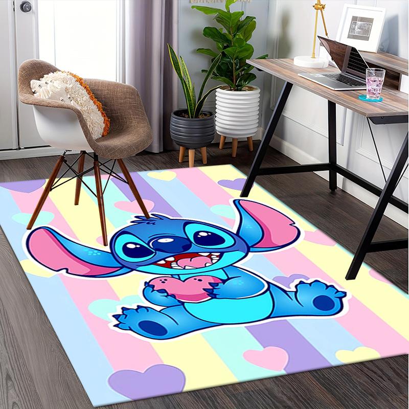 Office Rug Stitch, Hearts theme 3D Printed Anti-Slip Rug-Machine Washable for Living Room