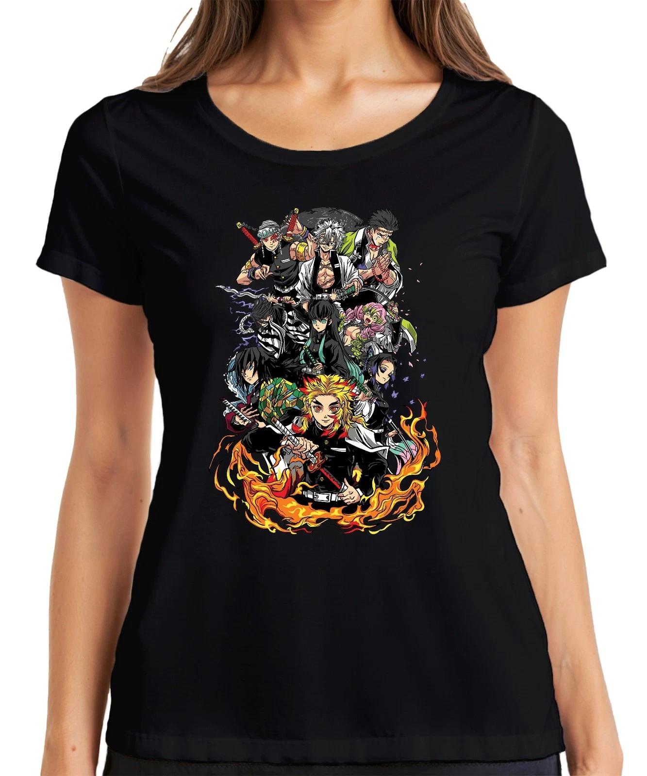 Demon Slayer Rengoku Tanjiro Nezuko Gruppe Feuer Anime Vintage Damen T-Shirt XXXL