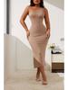 2Pcs Sexy Backless Bodycon Maxi Dress Casual Sleeveless Halter Long Dresses Wedding Guest Dresses for Women Open Back Cocktail Summer Beach Sundress