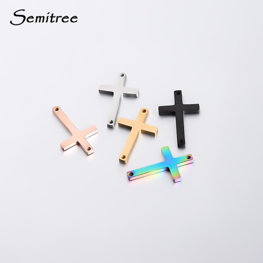 Semitree 5 Stück/Los Edelstahl Kreuz Armband Verbinder Halskette Anhänger DIY Schmuckherstellung Handgefertigte Accessoires