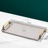 Ru Han Rectangular Plastic Serving Tray with Gold Handles