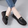 Women Simple Red Loafers Leather Driving Moccasins Comfort Flats Black Casual Slip on Plus Size Black Shoes