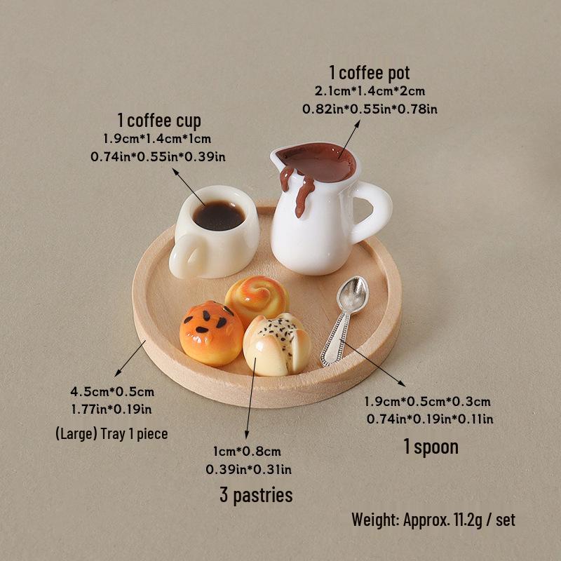 Handmade Mini Dollhouse Pastry Coffee Cup & Spoon Decoration Set