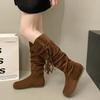 Retro Western Cowboy Boots Women's 2025 Spring and Autumn New Long Boots Thick-soled Heightening Versatile High Boots