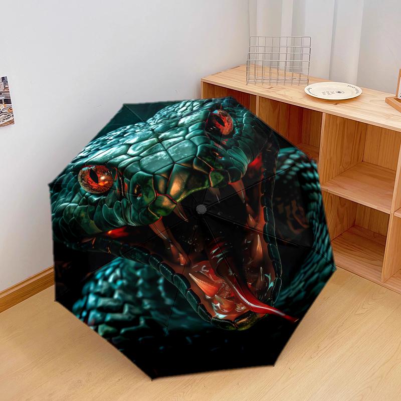 

1 PC Automatic Folding Umbrella - Fierce snake Pattern, Portable & Foldable Design with 8 Ribs, Christmas Birthday Gifts