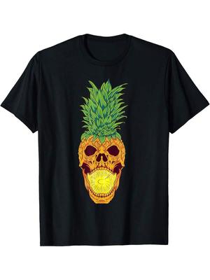 Hawaiian Gothic Pineapple Skull Aloha Beach Pattern Unisex T-shirt