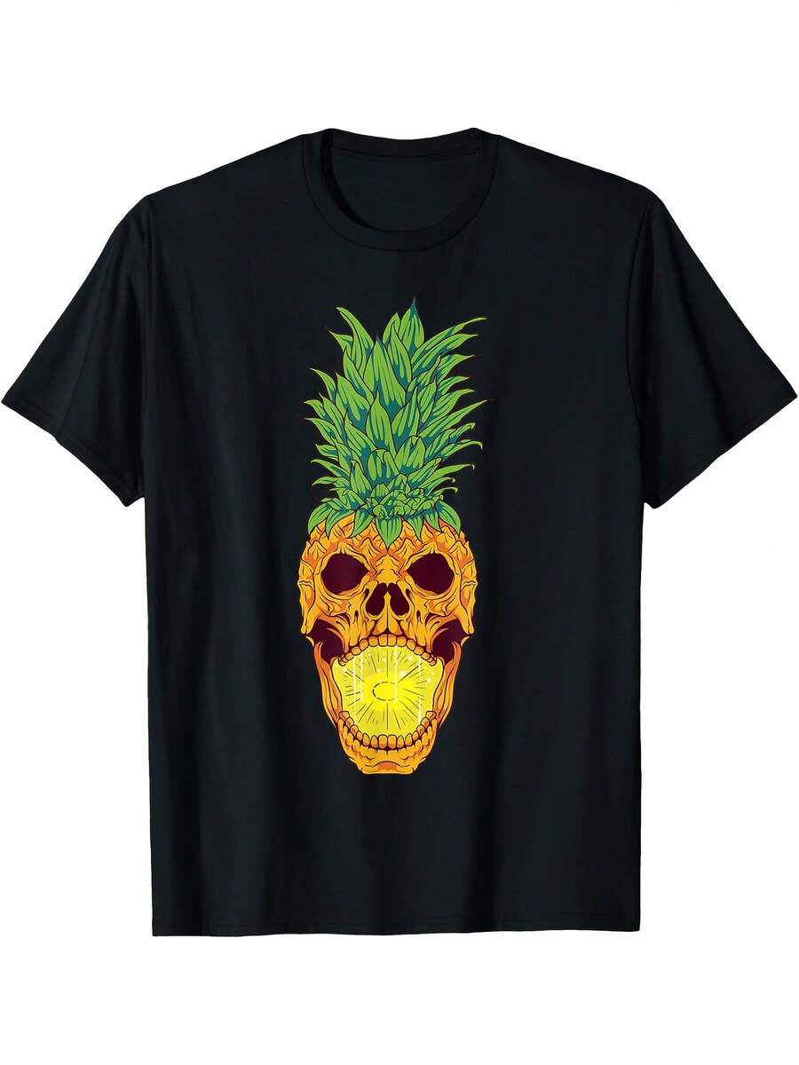 

Hawaiian Gothic Pineapple Skull Aloha Beach Pattern Unisex T-shirt M