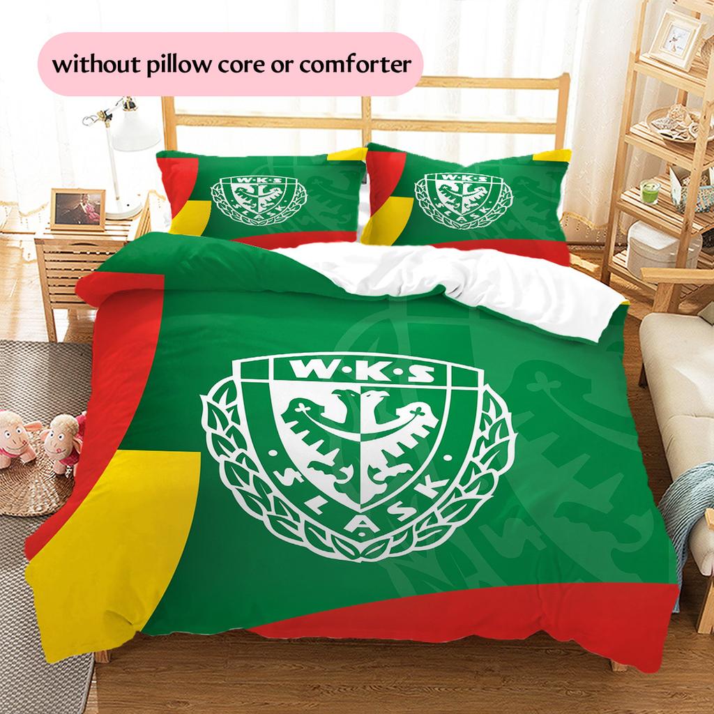 Śląsk Wrocław Muster Bettwäsche Bettdecken-Set Heimdekoration Geschenk (1 Bettbezug + 2 Kissenbezüge (ohne Füllung))