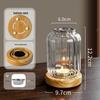 Solid Wood Glass Atmosphere Lamp & Candle Holder with High Transparency Incense Burner for Wax