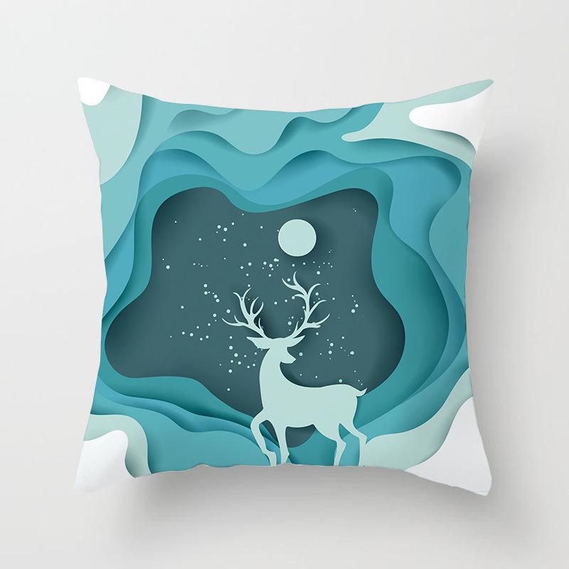 Wish Home Christmas Snowflake Digital Printing Peach Skin Car Pillow Cushion Pillow Case