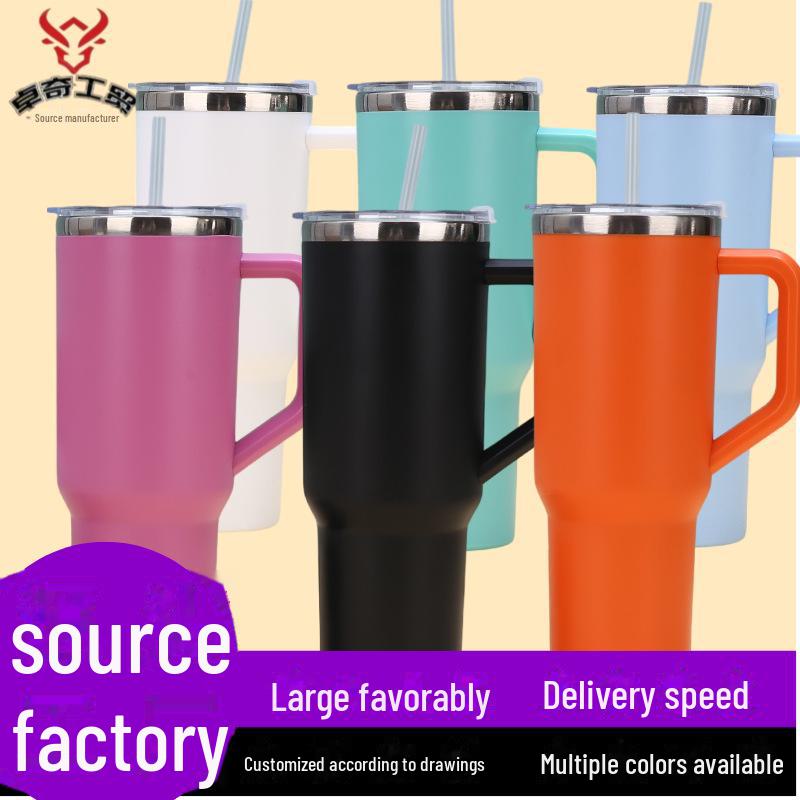 

40oz Stainless Steel Insulated Water Cup with Handle and Straw - Keeps Drinks Hot or Cold 40oz розы красного